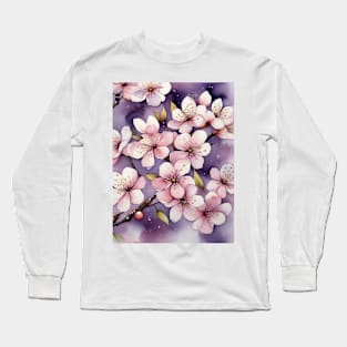 Beautiful Cherry blossom purple flowers Long Sleeve T-Shirt